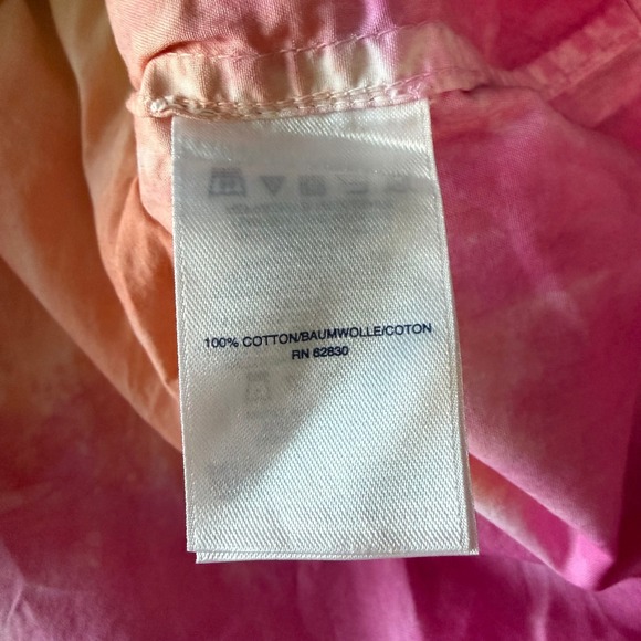 NWT Flawed Lands End Rainbow Tie Dye Button Up Shirt M/P 10-12 Roll Tab Sleeve - Picture 5 of 6